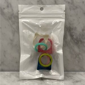 Colorful Resin Ring Set of 6